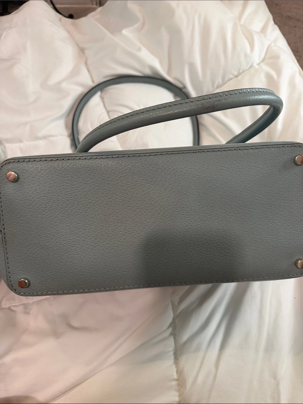 KATE SPADE NEW YORK  LEATHER LARGE TOTE SHOULDER BAG AQUA MARINE W/ZIP